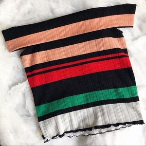 Striped off the shoulder top